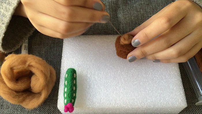 How to make needle felted cute potted cactus