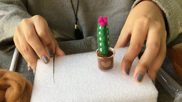 How to make needle felted cute potted cactus