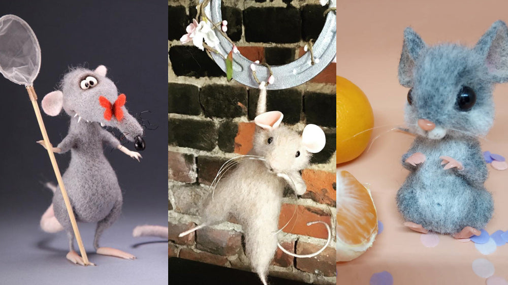 Mice, Needle Felt Mouse, Mouse Ornament, Felt Mice, Needle Felted Animal,  White Mouse, Needle Felted Mice, Animal Miniatures 
