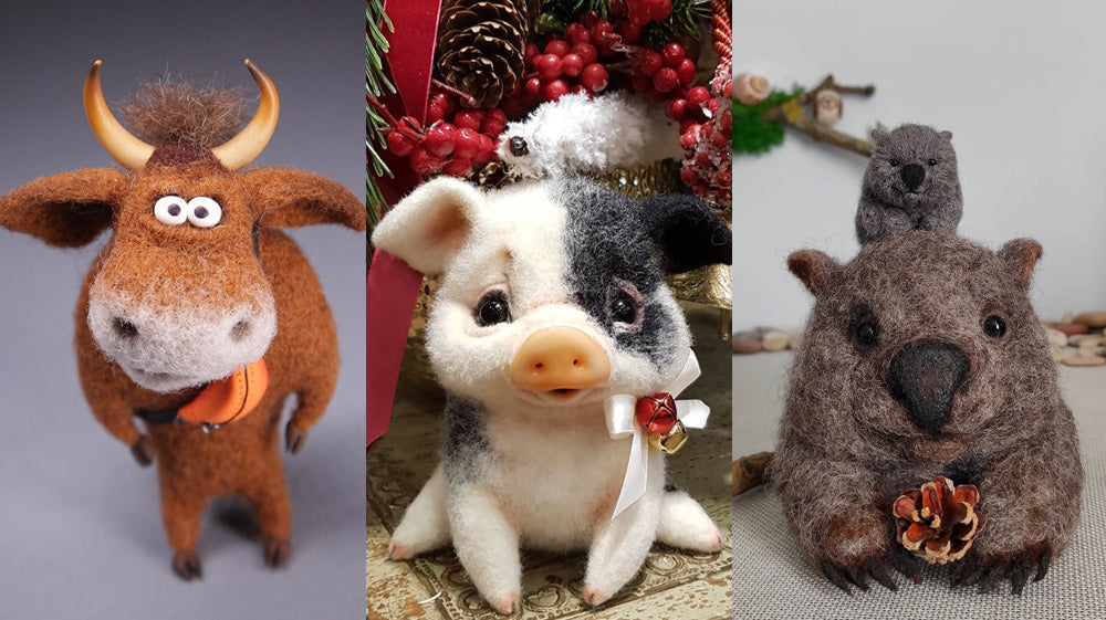 DIY Handmade Wool Felt Kit Little Panda, Sheep, Rabbit Japanese
