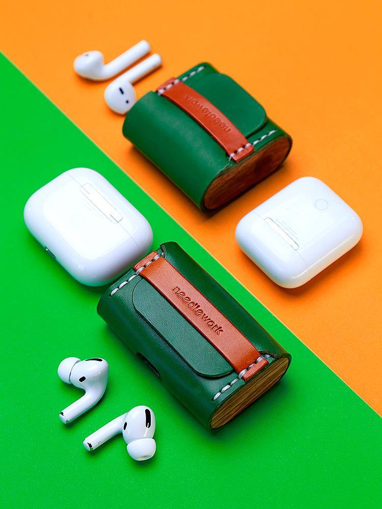 Best Green Leather AirPods Pro Custom Leather Wood AirPods 1&2 Ca –