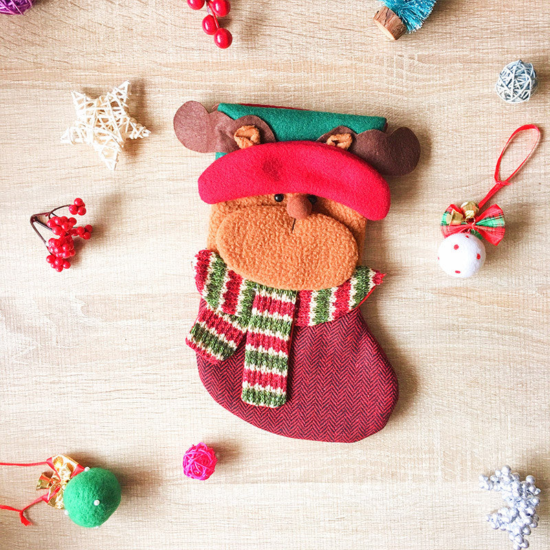 Christmas Cute Stocking Decoration Christmas Tree Reindeer Ornament Felt Knitting Holiday Xmas