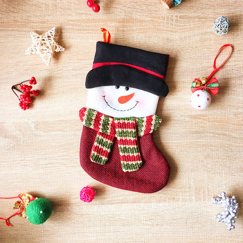 Christmas Cute Stocking Decoration Christmas Tree Snowman Ornament Felt Knitting Holiday Xmas