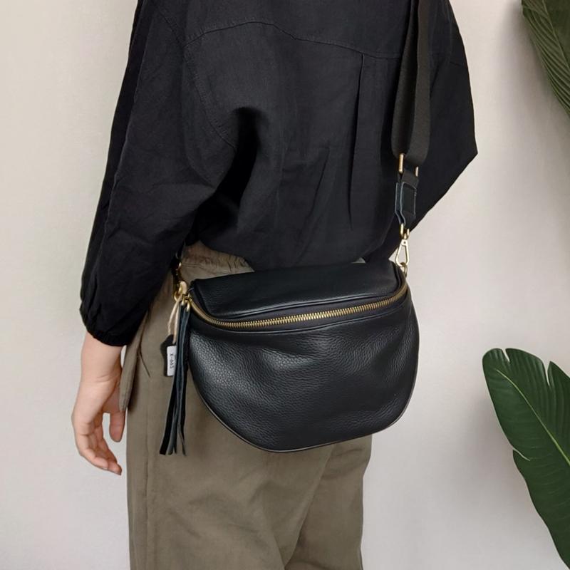 Fashion Women Black Leather Small Saddle Shoulder Bag Side Bag Black S ...