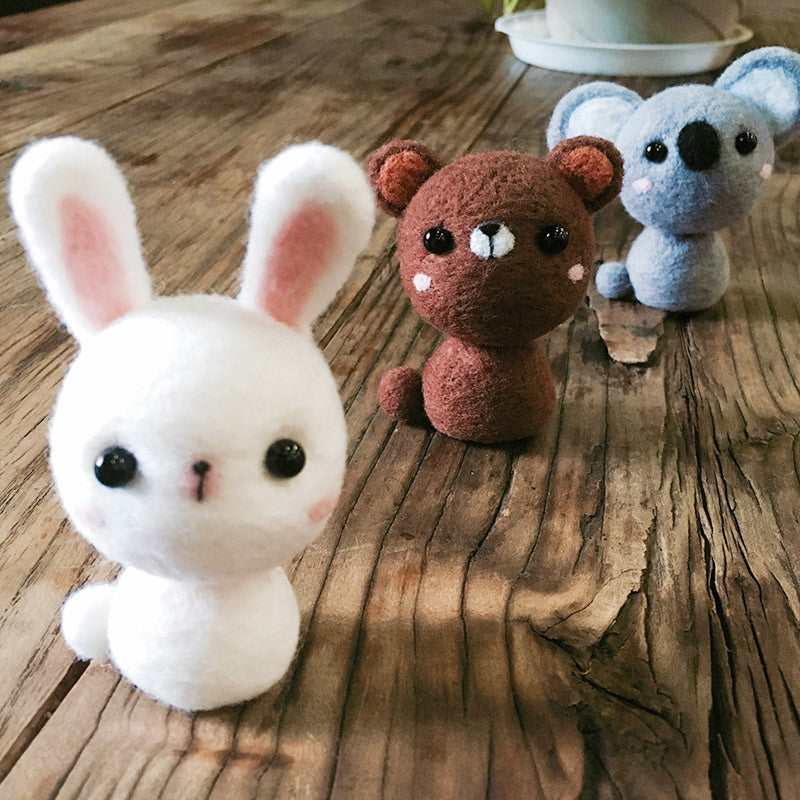 Handmade Needle felted felting kit project Animals cute for beginners