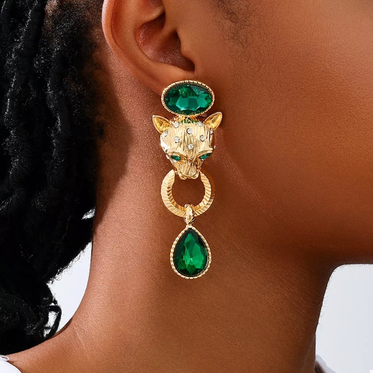 18K Gold-Plated Leopard Teardrop Earrings