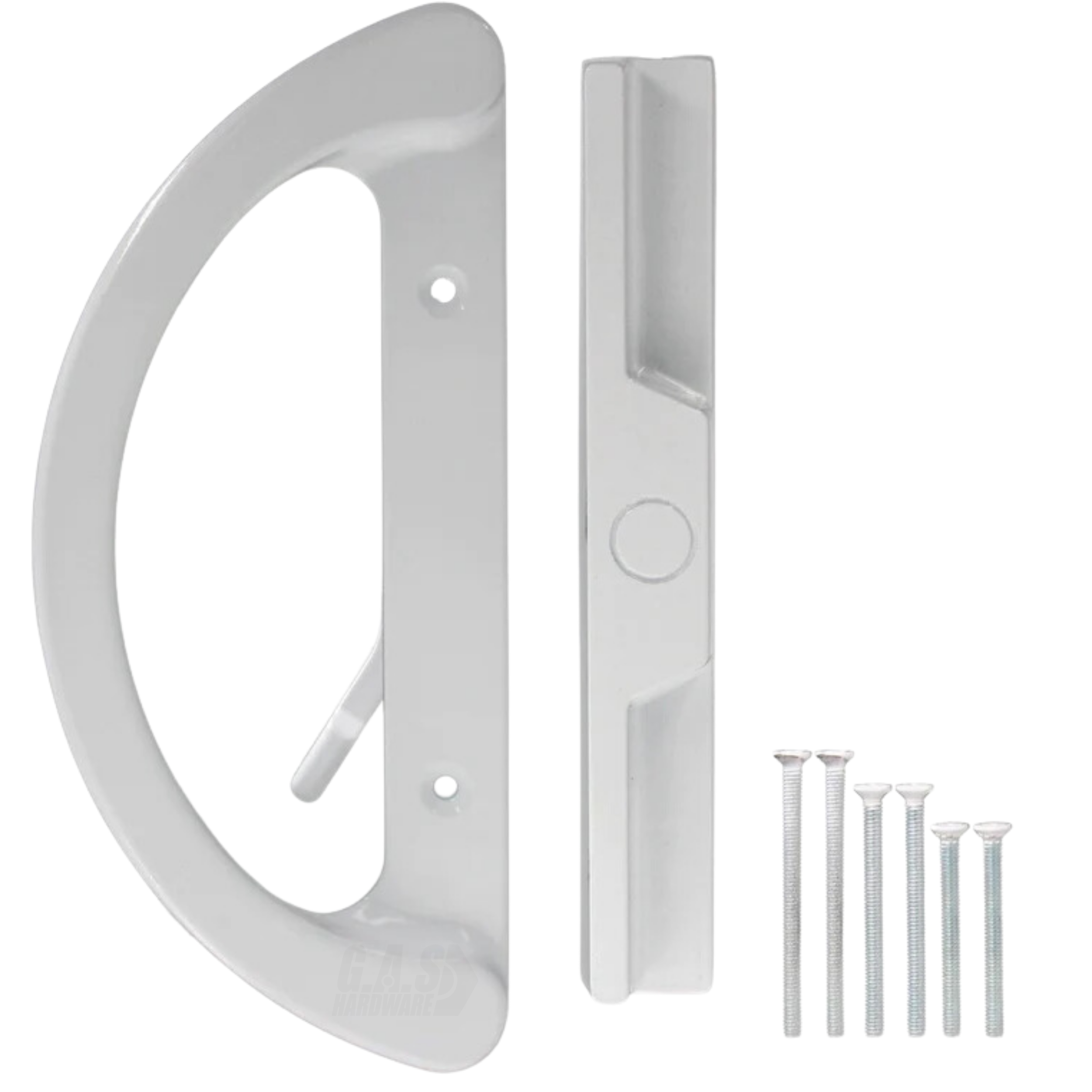 (DH-212-W) D-Grip with Lever Handle for Sliding Doors, 3-15/16" Hole Space- White