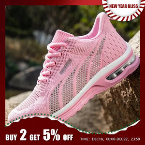 Women Running Shoes Ladies Breathable Sneakers Mesh Air Cushion Tennis Women's Sports Shoes Outdoor Lace Up Training Shoes - CHIC SHARP