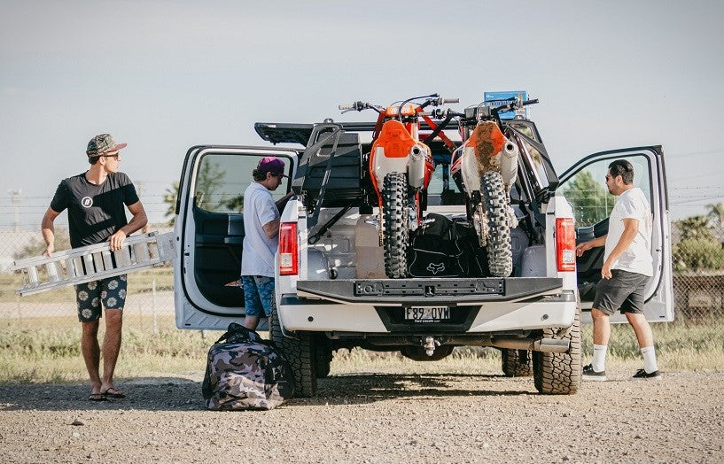 Leitner ACS Bed Rack carrying two dirt bikes.