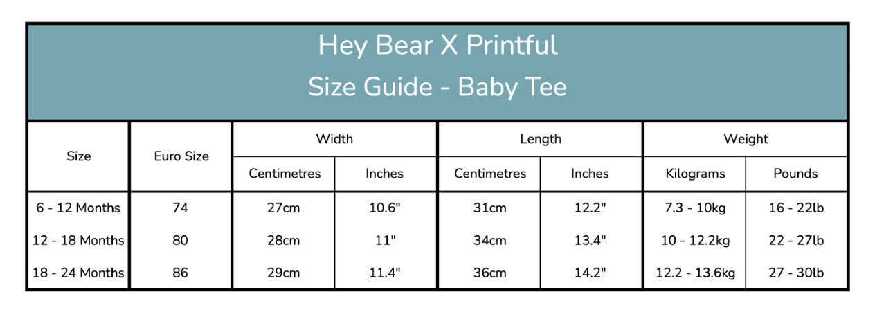 Size Guide - BabyTee