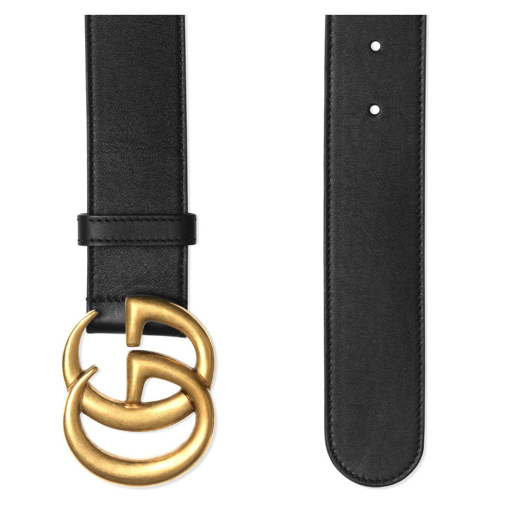 Gucci 397660AP00T1000 Double G Buckle Men&#39;s Leather Belt, Black