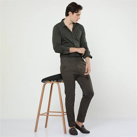 Olive Mid-Rise Chinos for men - MOF