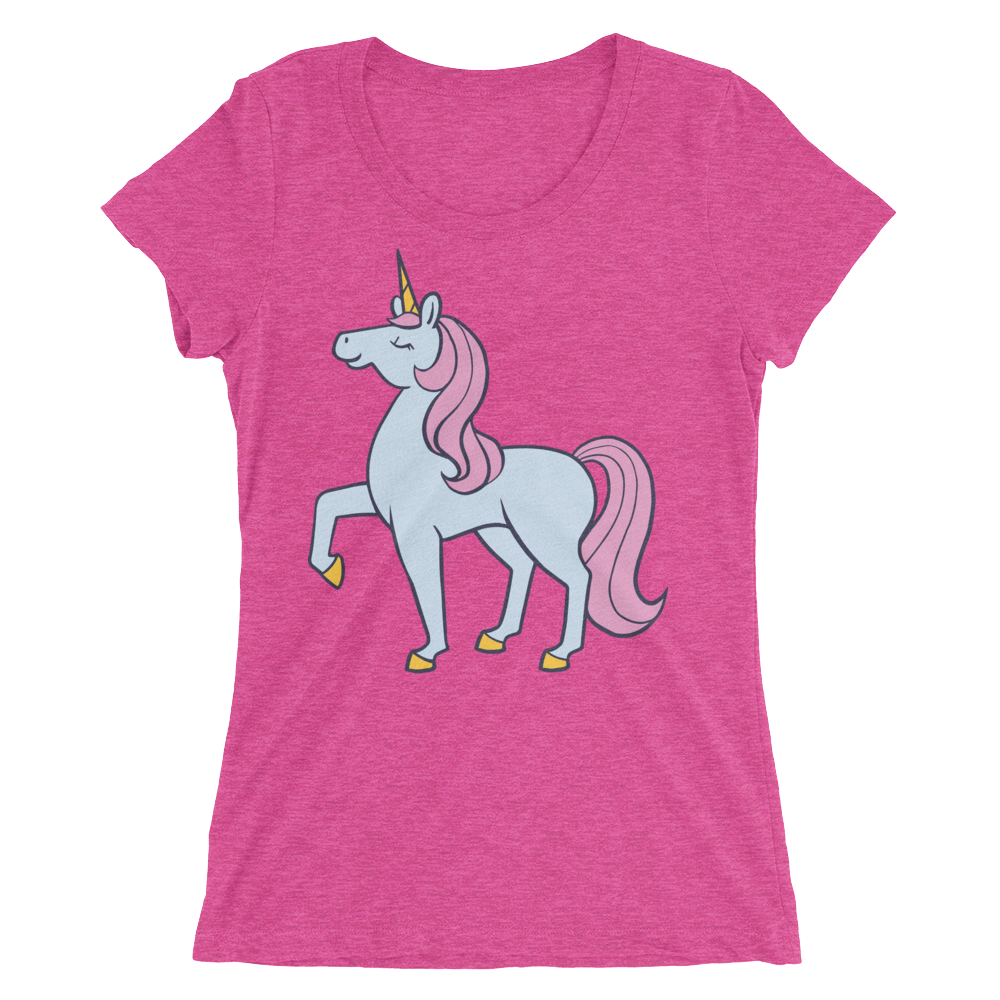 Blue and Pink Unicorn Short sleeve women's t-shirt – Sharptooth Snail