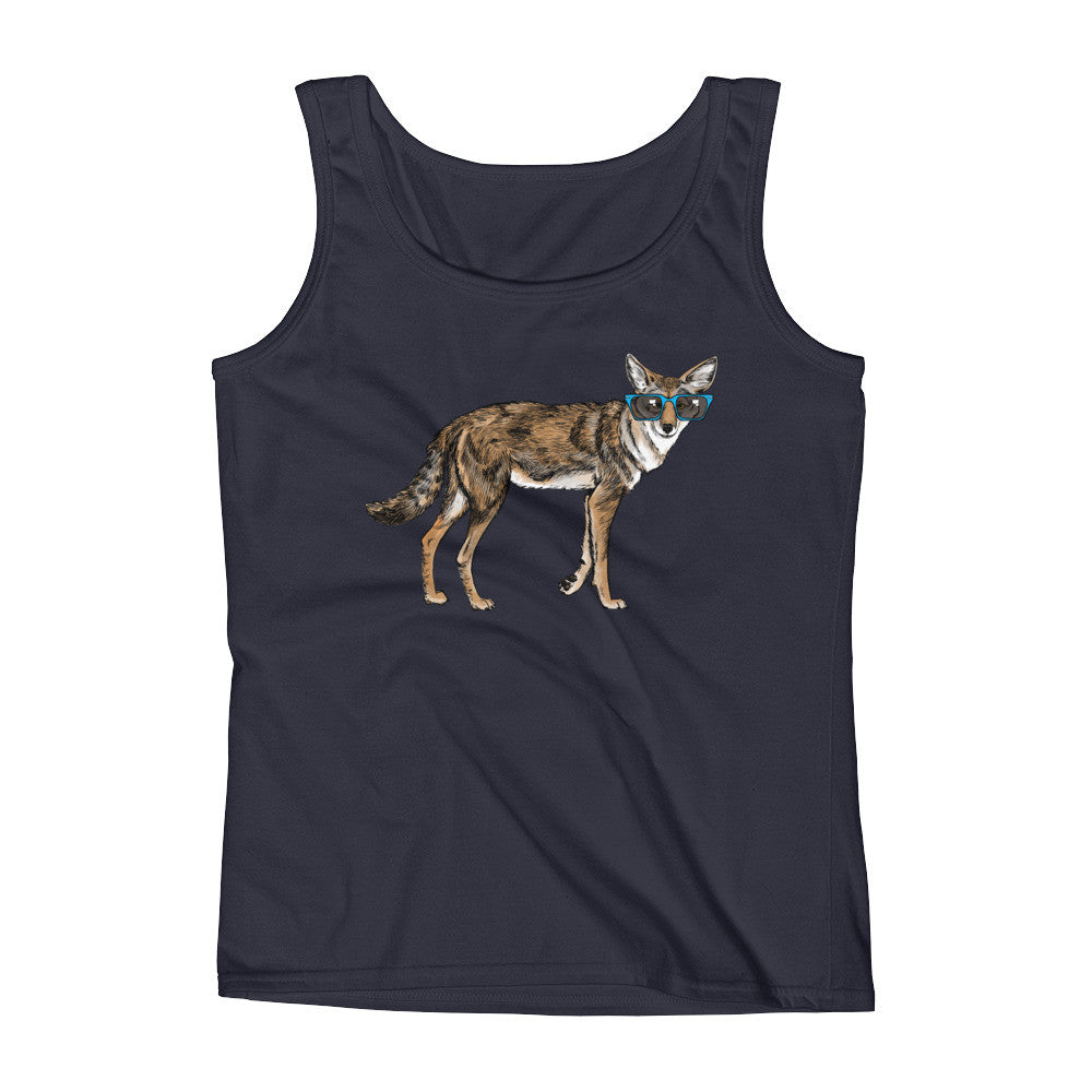 Cool Coyote with Sunglasses Ladies' Tank – Sharptooth Snail