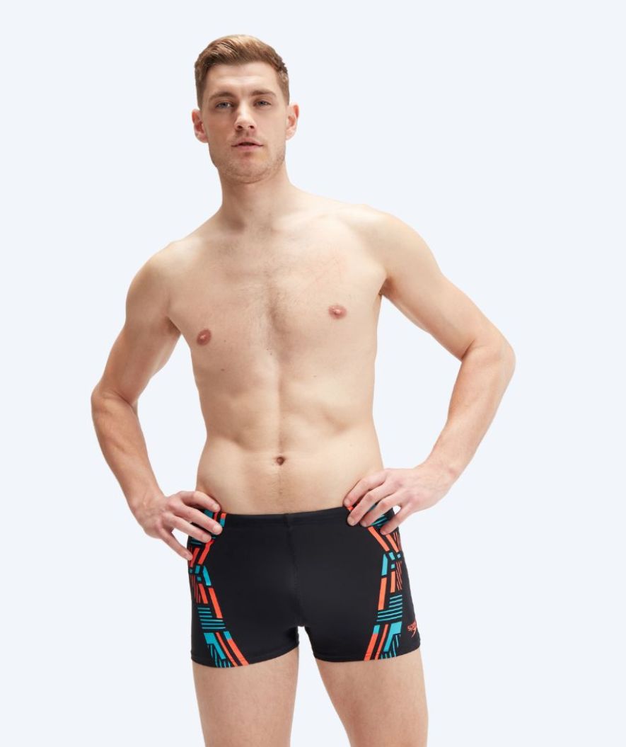Speedo Aquashorts für Männer - Tech Print - Schwarz/orange