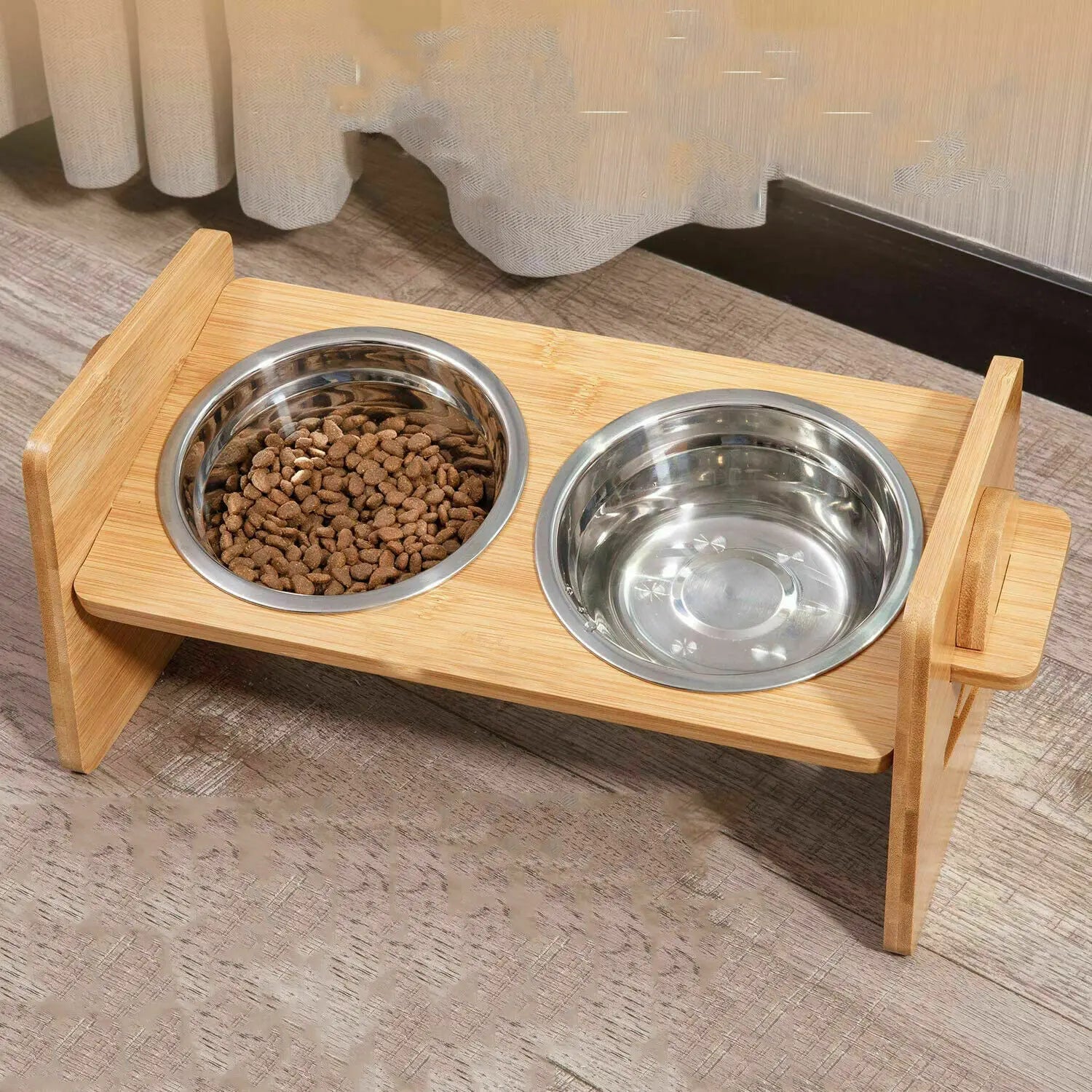 Adjustable Raised Pet Dog Bowl Elevated Stand Feeder and Water