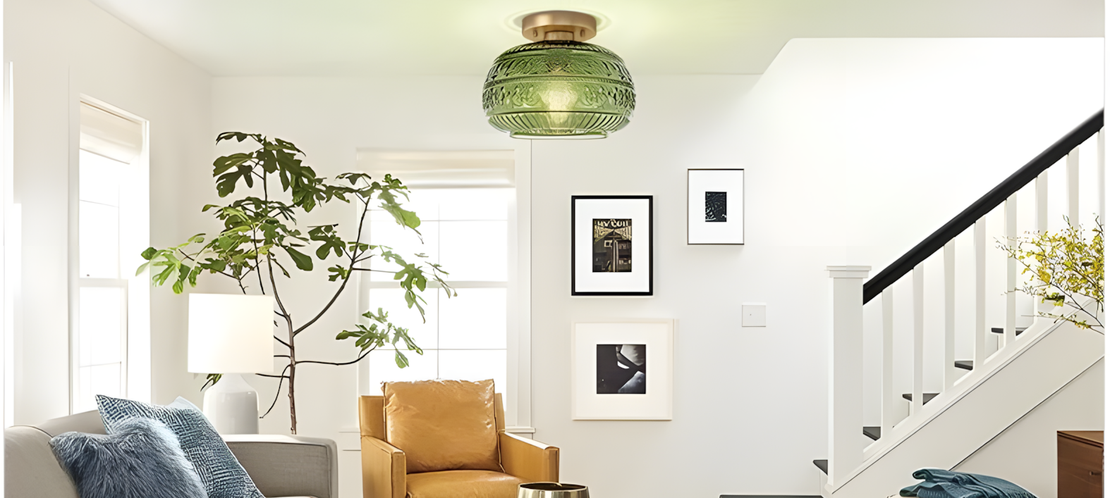 Luz de techo semiencastrada con patrón grabado Flora