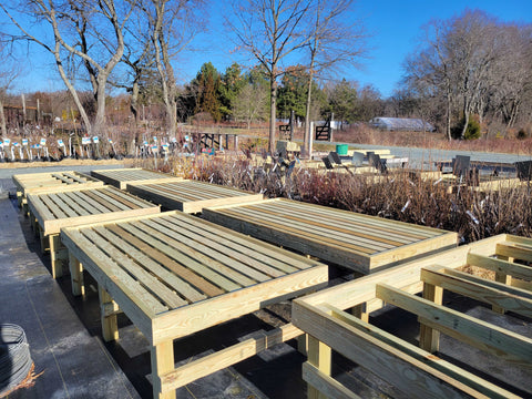 Recently constructed nursery tables