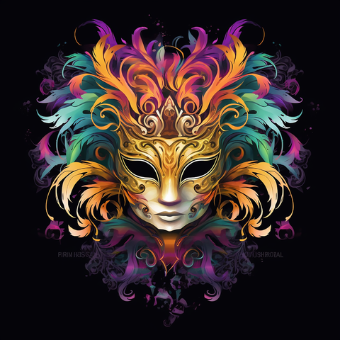 A colorful mask for a masquerade.