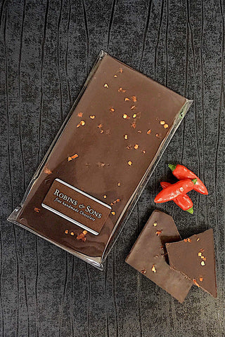 70% dark chocolate bar with chilli and ophir oriental gin