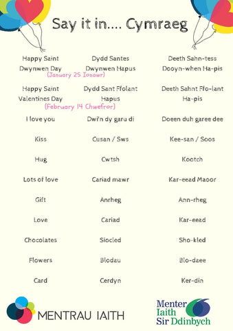 St Dwynwen's Day Valentine's Day Welsh romantic words and phrases