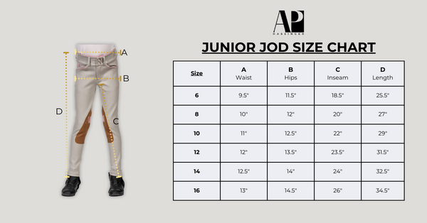 JR Jod Size Chart