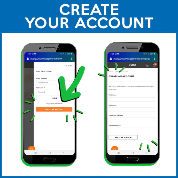 Vapor North Create Account Mobile