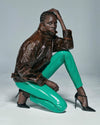 Alaato Jazyper for Bazaar France wearing Jitrois Pants in leather