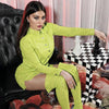 Singer and actress Haifa Wehbe wearing a Jitrois shirt dress in stretch leather