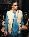 King Combs wearing a Jitrois blue shirt in stretch leather.