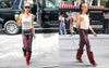 FKA Twigs wearing a Jitrois skinny pants in red leather.