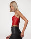 Photo of NJ stretch leather corset in red lambskin by Jitrois