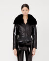 Photo of Odyssey patent lambskin leather jacket in black by Jitrois