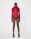 Photo of Trinity stretch leather jacket in red by Jitrois