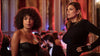 Paola Locatelli wearing a Jitrois black dress made in stretch leather during a Netflix episode.