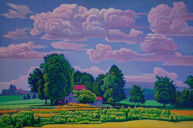 Joseph Plavcan landscape painting with vivid colors