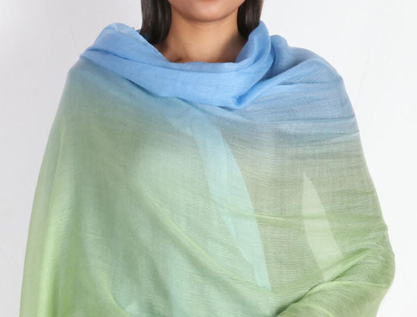 Light, Long, and Lovely Two-Color Cashmere Shawl/Scarf - A Sheer and Elegant Accessory