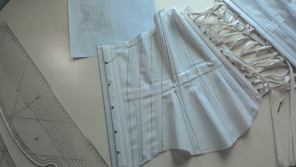 Alteration lines on a corset toile