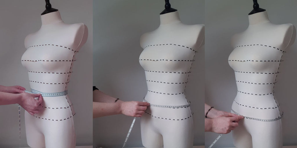 Measuring waist, hip bone and full hip for a bespoke corset