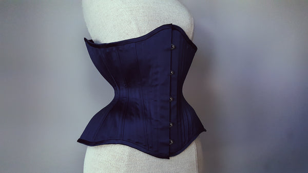 Midnight blue feminising underbust corset for men