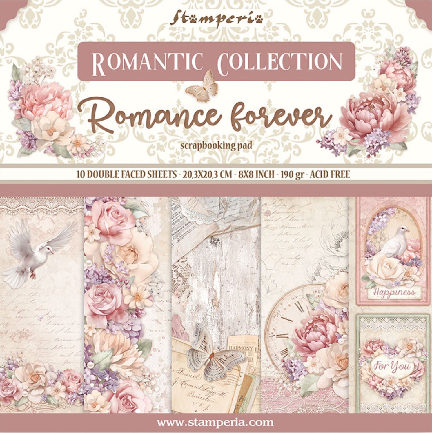 Stamperia Romance Forever 12” x 12” Paper Collection – Kreative