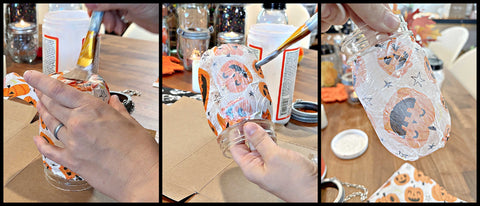 Mason Jar Lifestyle 3 Spookily Simple Fall & Halloween Decorations Crafts Using Mason Jars Blog Oct 2023 Divider mason jar tissue paper napkin lantern sealed in Mod Podge