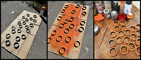 Mason Jar Lifestyle 3 Spookily Simple Fall & Halloween Decorations Crafts Using Mason Jars Blog Oct 2023 Divider spray painting canning ring pumpkin