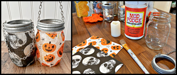 Mason Jar Lifestyle 3 Spookily Simple Fall & Halloween Decorations Crafts Using Mason Jars Blog Oct 2023 Divider supplies needed to create napkin tissue paper mason jar lanterns