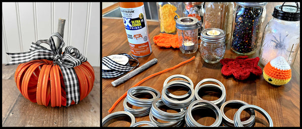 Mason Jar Lifestyle 3 Spookily Simple Fall & Halloween Decorations Crafts Using Mason Jars Blog Oct 2023 Divider supplies needed to create spray painted canning ring pumpkin