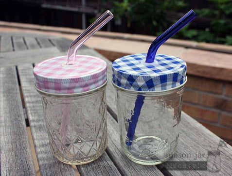  Extra Long Glass Straws for Half Gallon 64oz Mason Jars (4 Pack  + Cleaning Brush) : Health & Household
