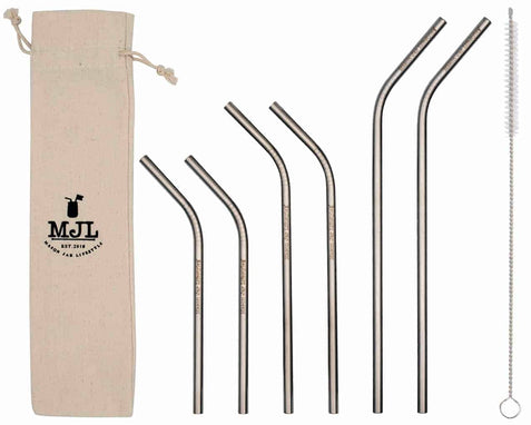 Long Thin Bent Stainless Steel Straw for Quart Mason Jars