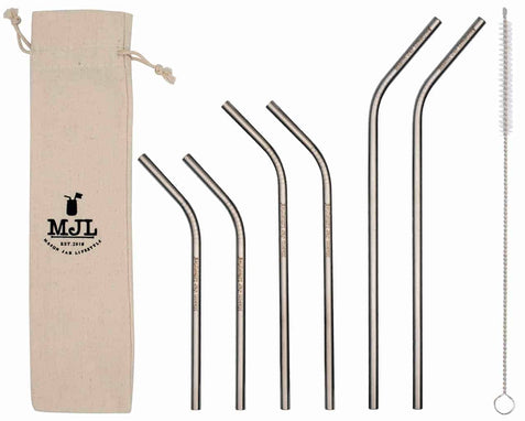  12 Pack Silicone Reusable Straws, 6 Bend + 6 Straight