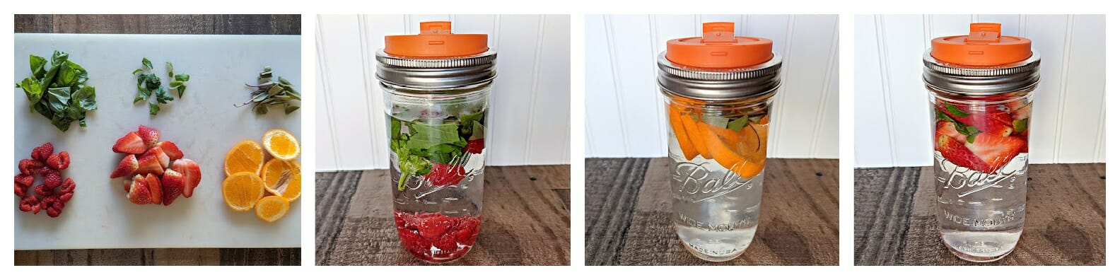 mason jar lifestyle drinking water fruit herb infusion jarware lid accessories strawberry mint basil citrus Ball Kerr