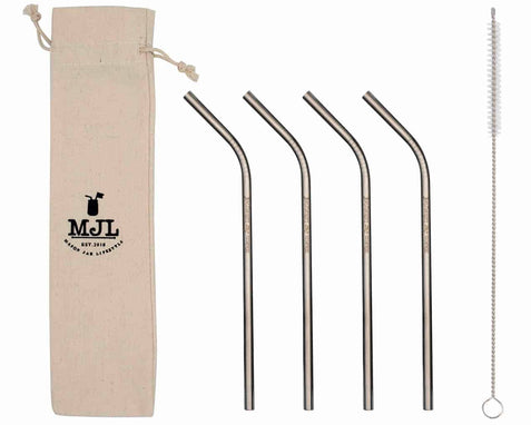 Stainless Steel Reusable Straws, 9.5-inches Straight Metal Straw for  Drinking Hot and Cold Beverages, Designed with Stopper, Set of 6 Metal  Straws 